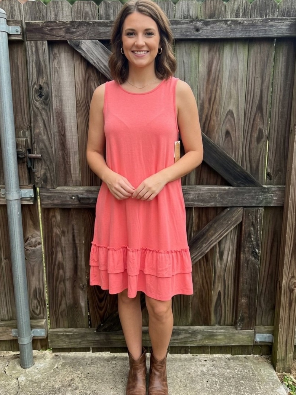 👗Zenana Outfitters Coral Sleeveless Ruffle-Hem Tunic